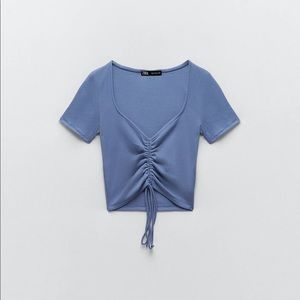 Zara Ruched Ribbed Top